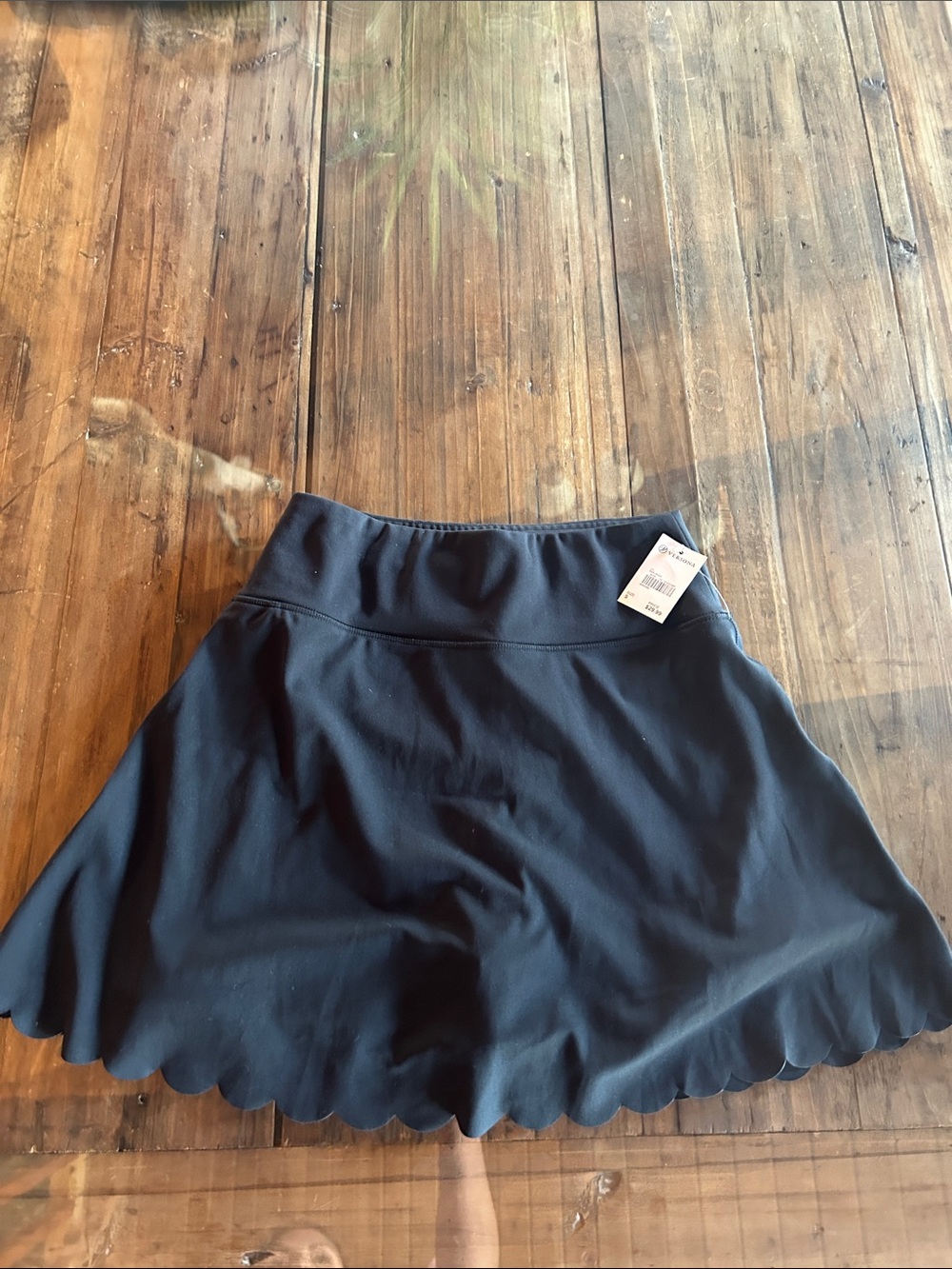 Women's Black Scalloped Hem Skater Skirt